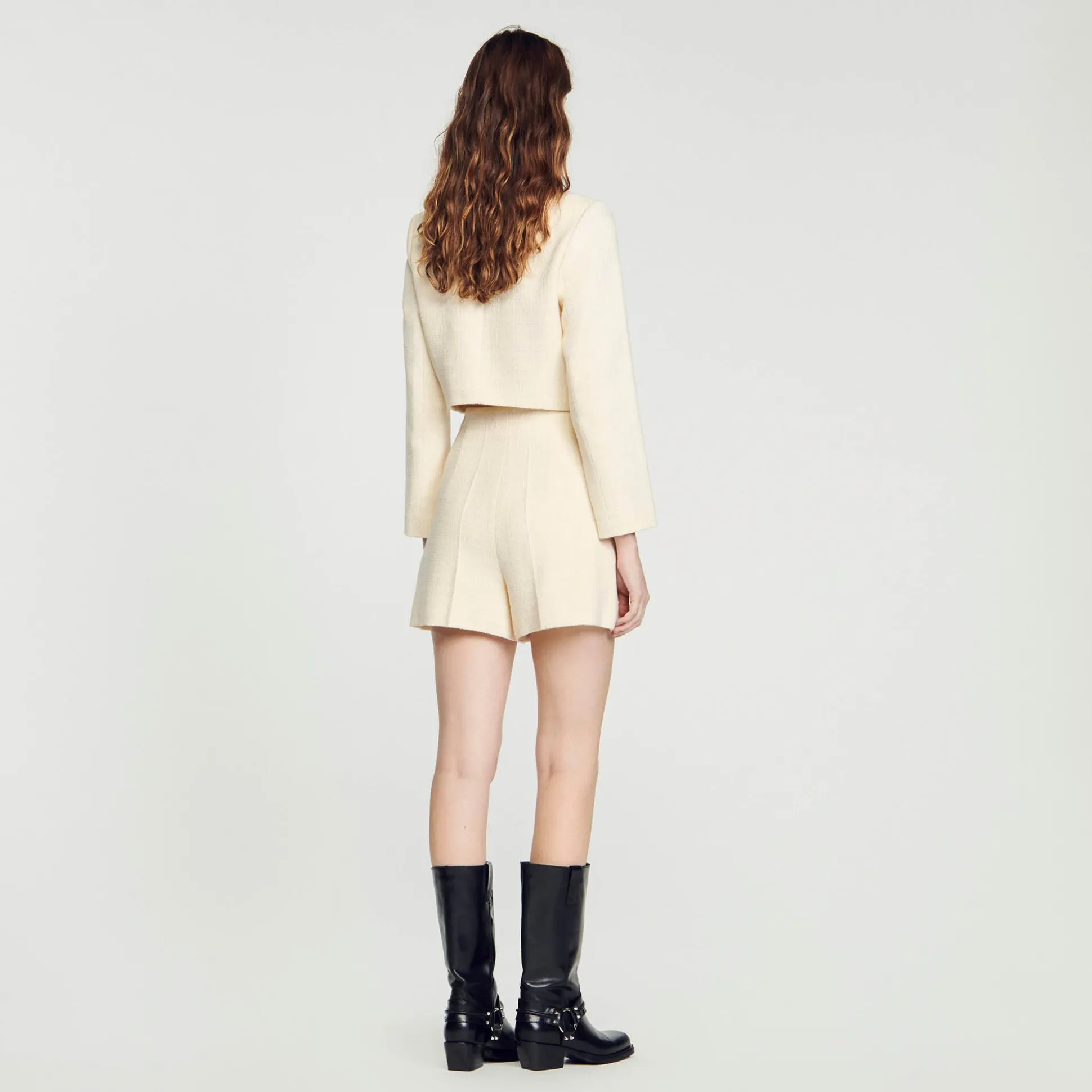 Short Taille Haute En Tweed