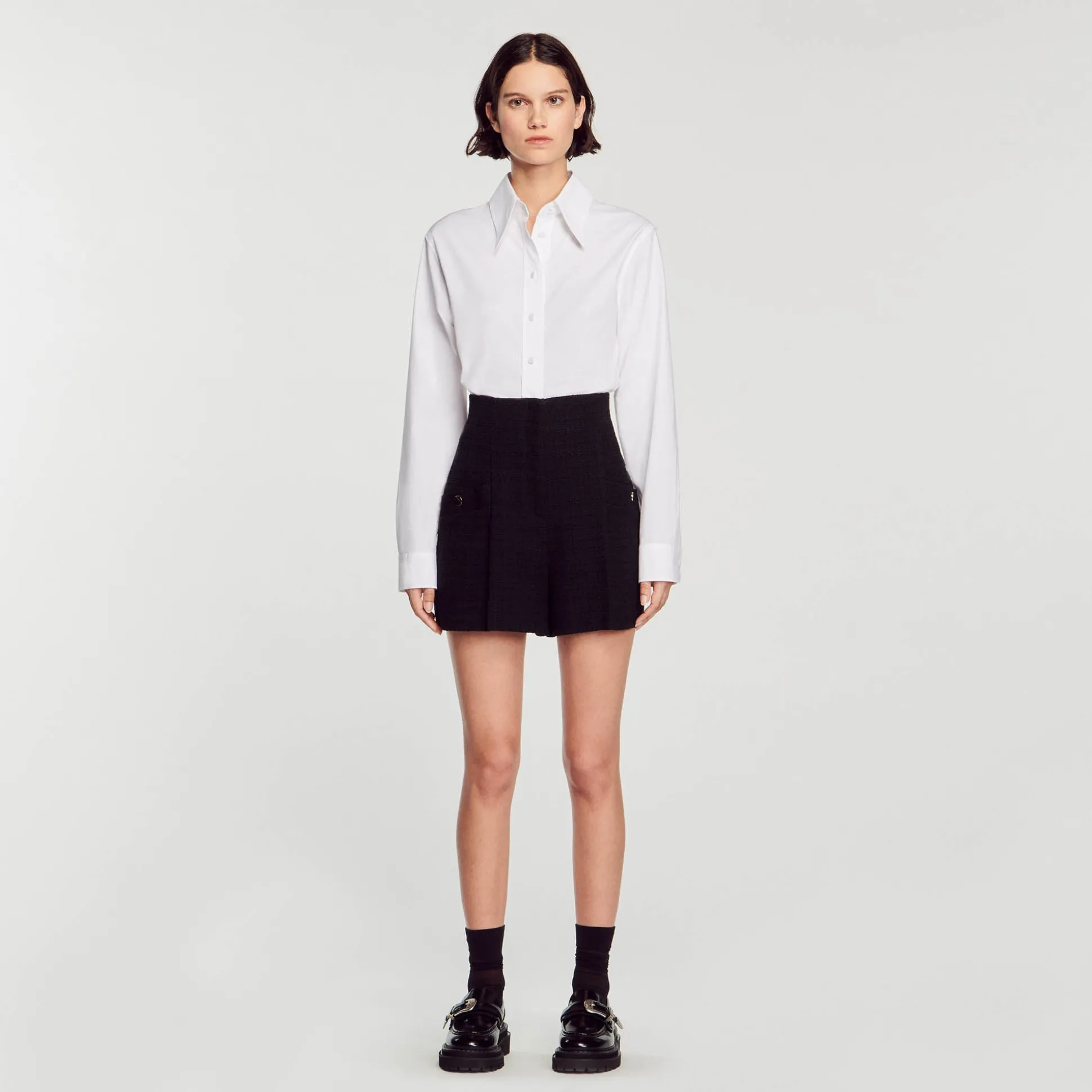 Short Taille Haute En Tweed