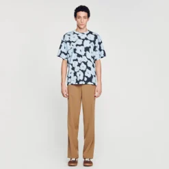 Tee-shirt En Coton Imprimé Fleurs Floues
