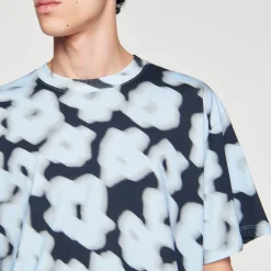 Tee-shirt En Coton Imprimé Fleurs Floues