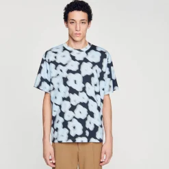 Tee-shirt En Coton Imprimé Fleurs Floues