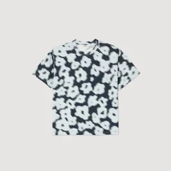 Tee-shirt En Coton Imprimé Fleurs Floues