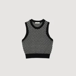 Top En Maille à Carreaux