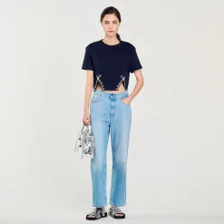 T-shirt Court Orné De Strass