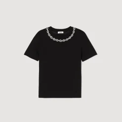 T-shirt En Coton Biologique Col Bijou