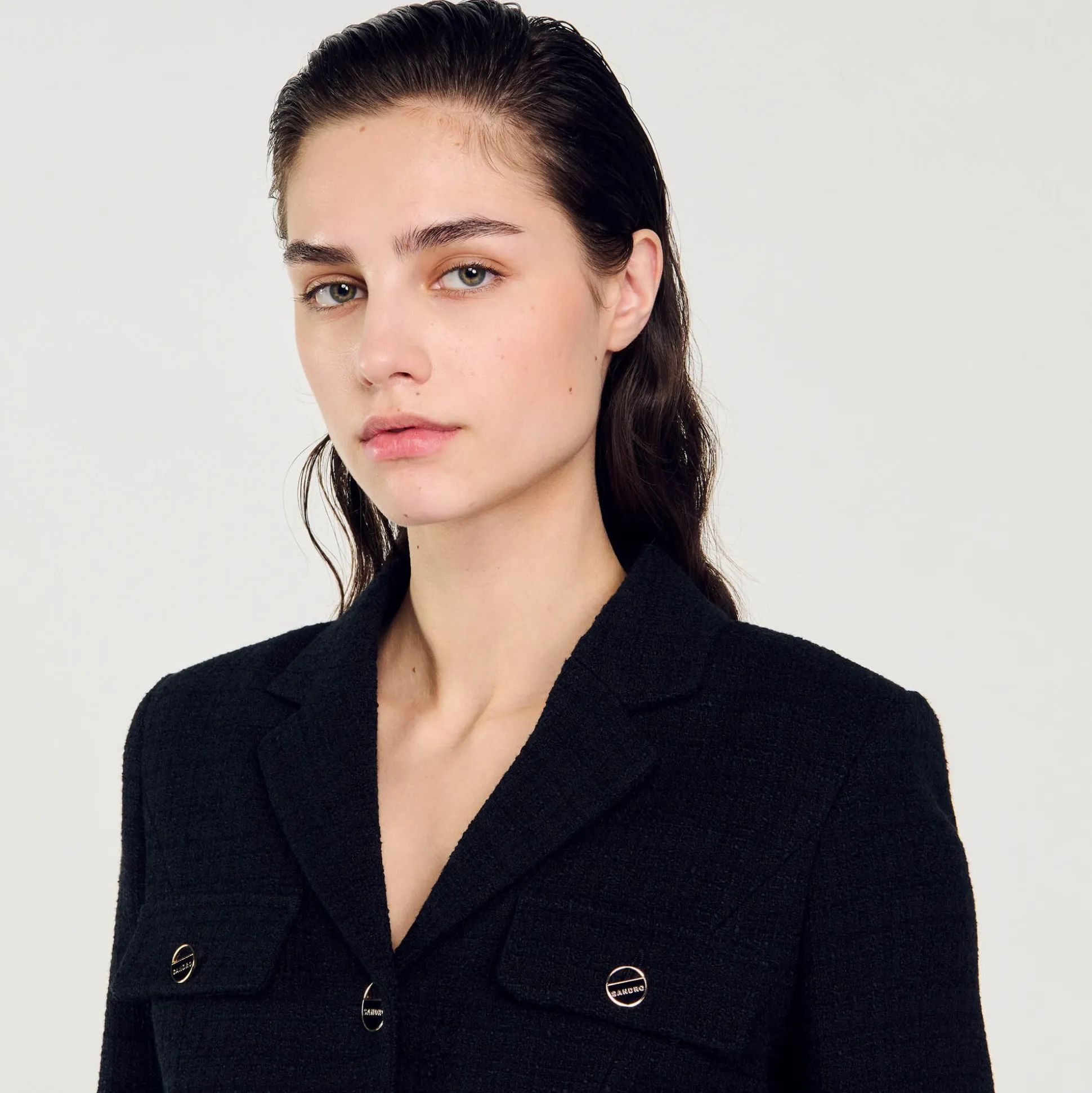 Veste Courte Boutonnée En Tweed