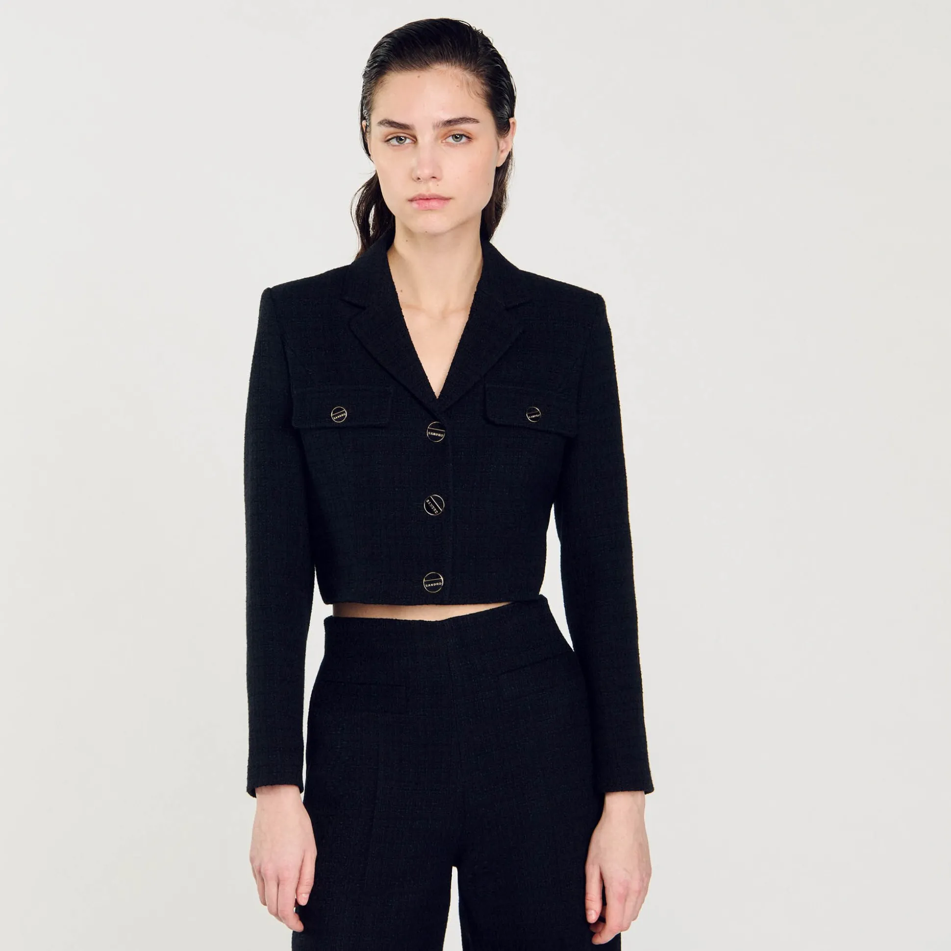 Veste Courte Boutonnée En Tweed