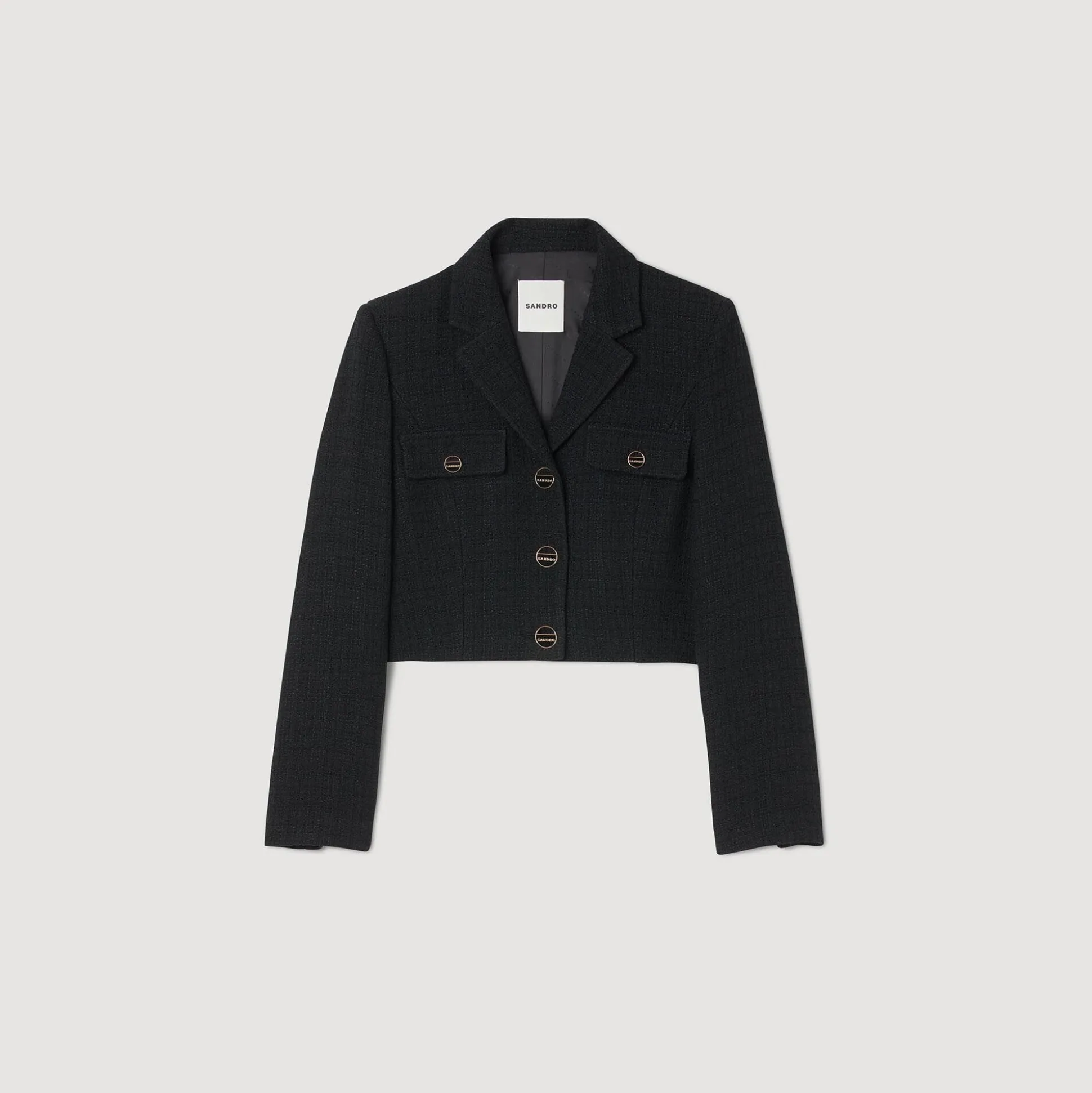 Veste Courte Boutonnée En Tweed