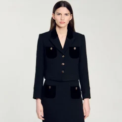 Veste Courte En Tweed Velours