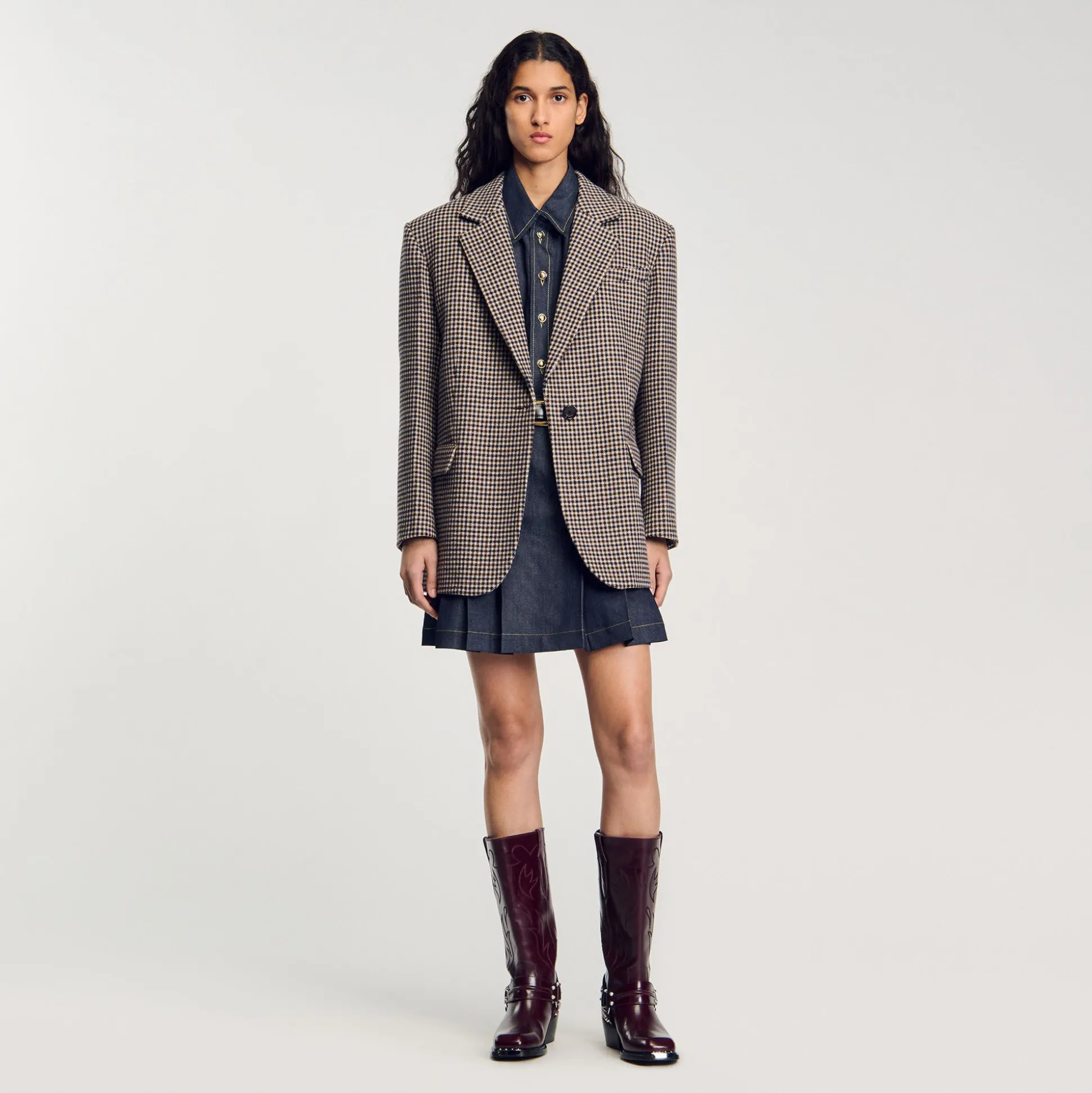 Veste De Costume à Petits Carreaux
