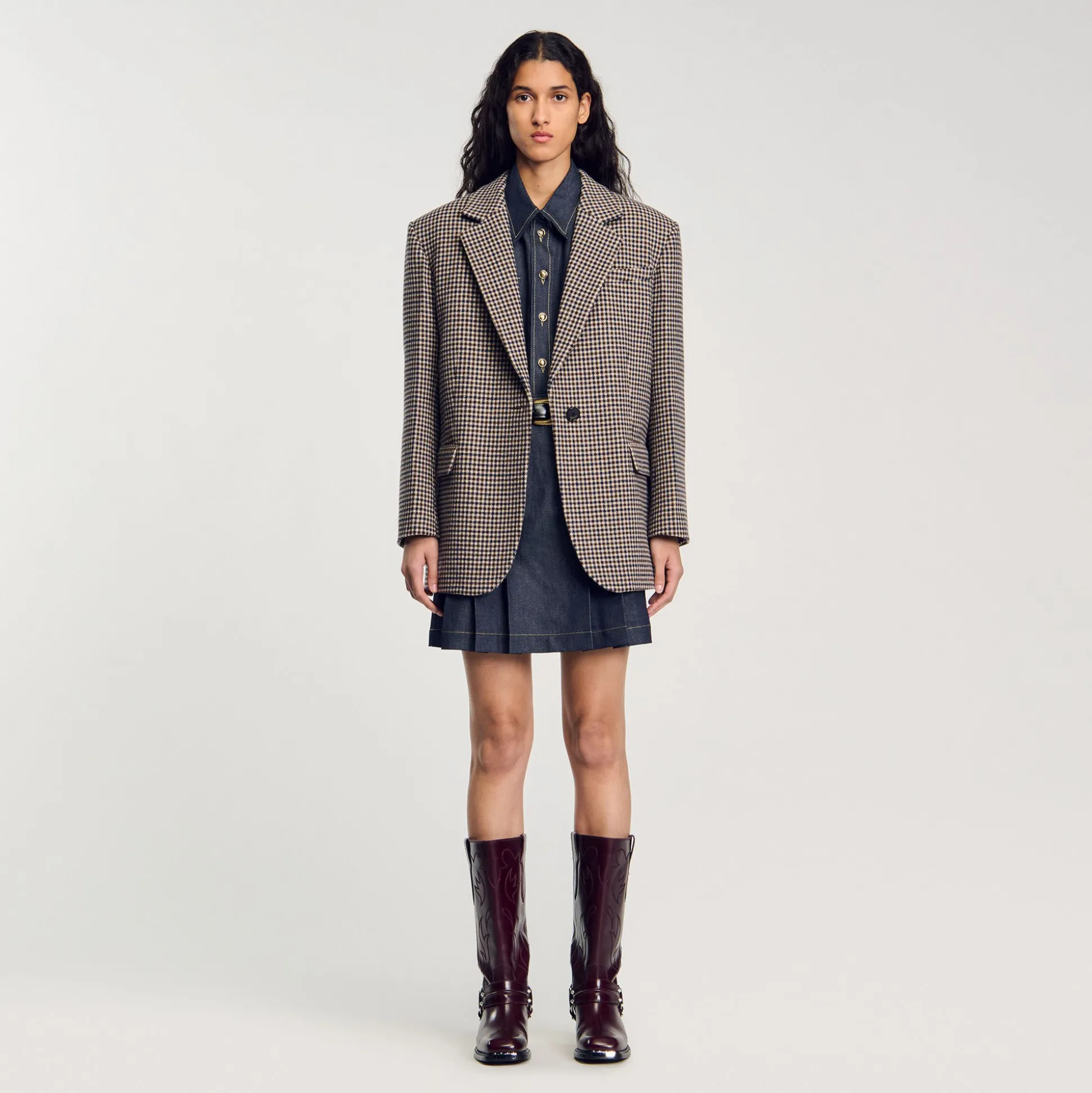 Veste De Costume à Petits Carreaux
