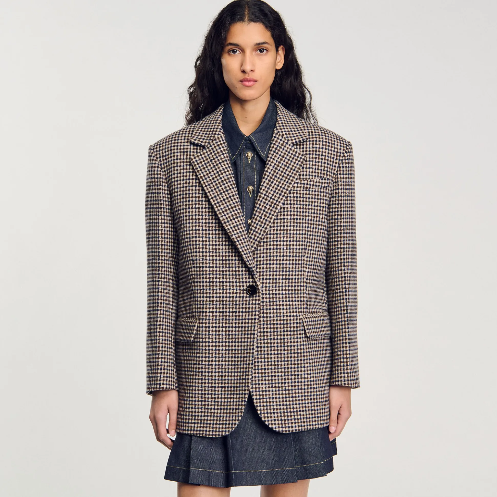 Veste De Costume à Petits Carreaux