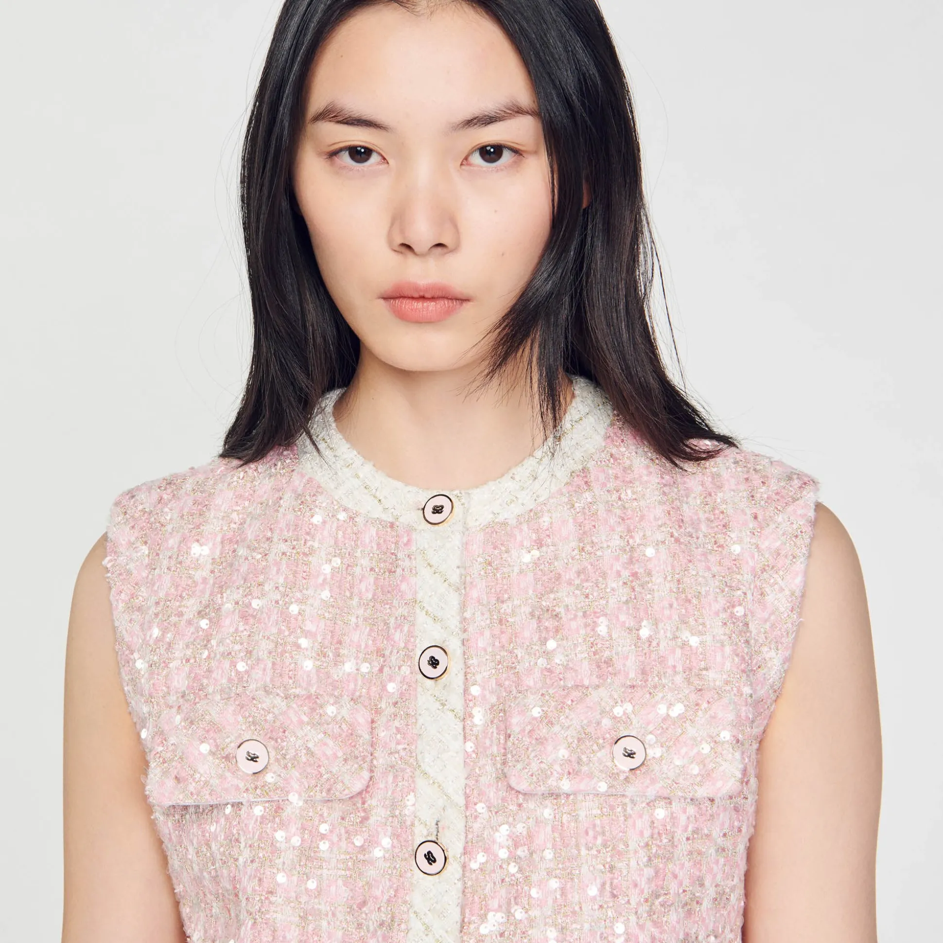 Veste Sans Manches En Tweed